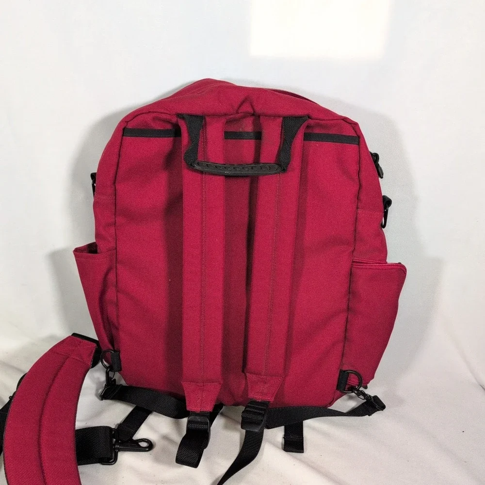 LL Bean 0NDR7 Deluxe Book Satchel Comfort Carry Laptop Travel Backpack Red